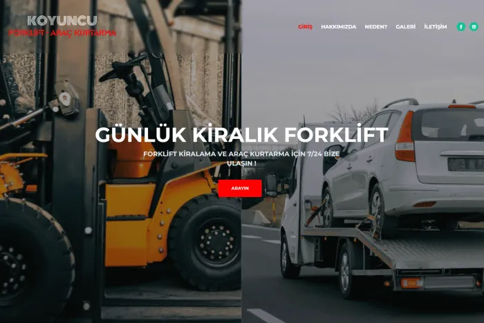Koyuncu Forklift için tasarladığımız kurumsal web sitesi